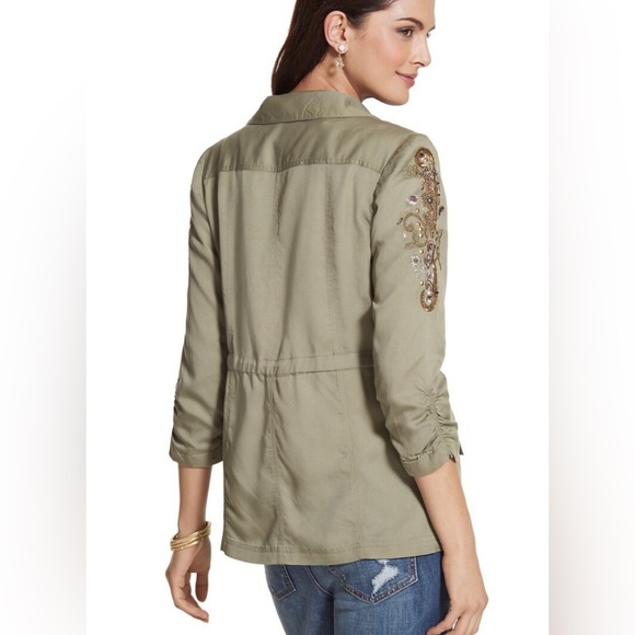 Chico’s Artisan Utility Jacket Military Style Womens size 2 - Picture 2 of 10